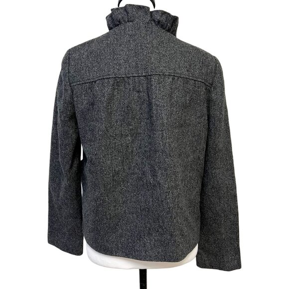 J.Crew Vintage Tweed Ruffle Wool Blazer Button Up Jacket Herringbone Lined 8 - Picture 8 of 12